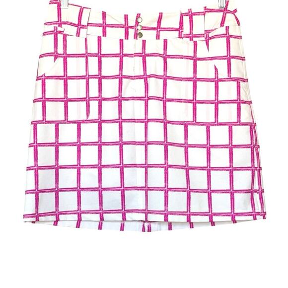 Jofit Women’s Golf Skort Skirt Size 10 Pink & White Windowpane Grid - Picture 1 of 9